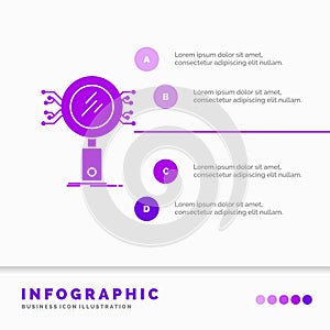 Analysis, Search, information, research, Security Infographics Template for Website and Presentation. GLyph Purple icon