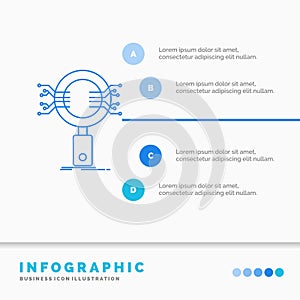 Analysis, Search, information, research, Security Infographics Template for Website and Presentation. Line Blue icon infographic