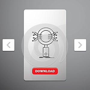 Analysis, Search, information, research, Security Line Icon in Carousal Pagination Slider Design & Red Download Button