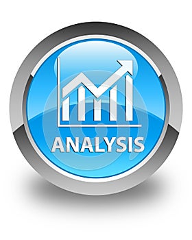 Analysis (statistics icon) glossy cyan blue round button