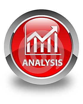 Analysis (statistics icon) glossy red round button