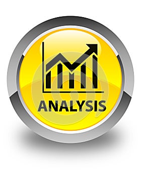 Analysis (statistics icon) glossy yellow round button