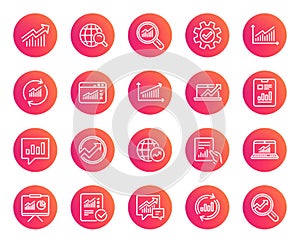 Analysis line icons. Charts, Reports and Graphs.