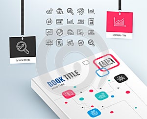 Analysis line icons. Charts, Reports and Graphs.