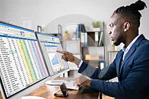 Analyst Employee Using Spreadsheet