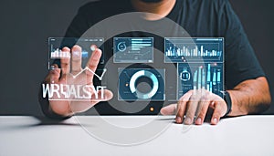 Analyst Interacting with Holographic Data Interface