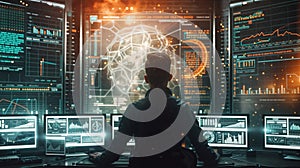 Analyst Reviewing Data on Multiple Screens