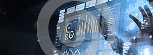 Business Analytics and Data Management System on computer to make report with KPI and metrics connected to