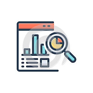 Color illustration icon for Analystics, report and economics