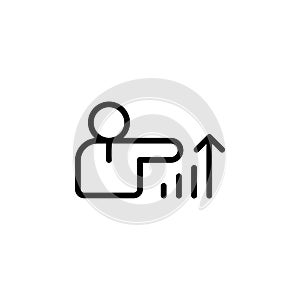 analystics, up, worker icon. Simple thin line, outline vector of Project Management icons for UI and UX, website or mobile
