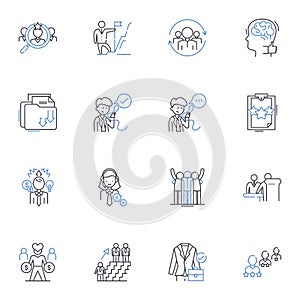 Analysts line icons collection. Insightful, Observant, Analytical, Perceptive, Logical, Resourceful, Diligent vector and