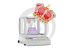 Analytical Balance, Digital Lab Scale with golden crown, 3D rendering