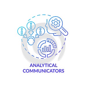 Analytical communicators blue gradient concept icon