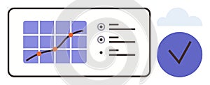 Data Analysis Dashboard with Graph, Checklist, and Cloud Integration Concept