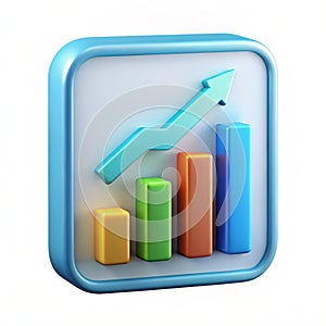 Analytics Chart 3D Icon Isolated on White Background