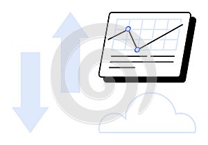Data Analytics Chart with Cloud Computing and Arrows Indicating Trends