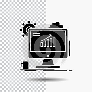 Analytics, chart, seo, web, Setting Glyph Icon on Transparent Background. Black Icon