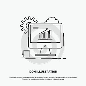 Analytics, chart, seo, web, Setting Icon. Line vector gray symbol for UI and UX, website or mobile application