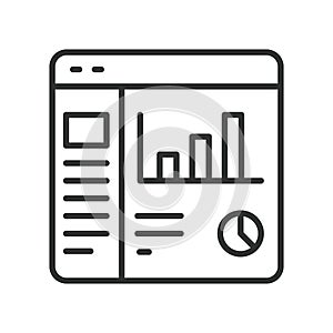 Analytics dashboard icon in line design. analytics, dashboard, chart, graph, statistics, report, diagram on white background