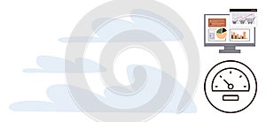 Analytics Dashboard with Speedometer for Performance Monitoring and Cloud Data Integration