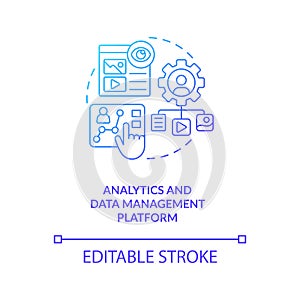 Analytics and data management platform blue gradient concept icon