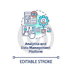 Analytics and data management platform concept icon