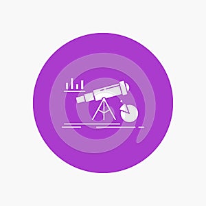 Analytics, finance, forecast, market, prediction White Glyph Icon in Circle. Vector Button illustration