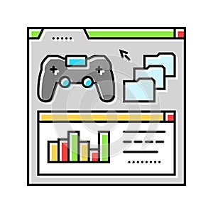 analytics game development color icon vector illustration