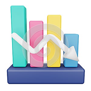 Analytics graph down 3d rendering isometric icon.