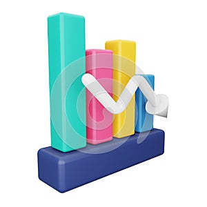 Analytics graph down 3d rendering isometric icon.