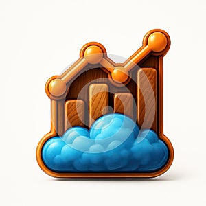 Analytics graph icon with cloud element chart data