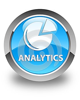 Analytics (graph icon) glossy cyan blue round button