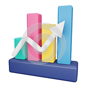 Analytics graph up 3d rendering isometric icon.