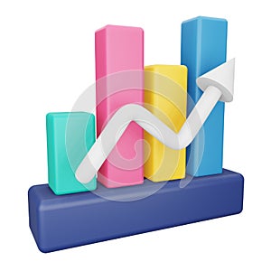 Analytics graph up 3d rendering isometric icon.