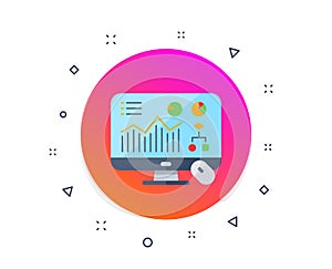 Analytics icon. Computer display screen. Monitor with mouse sign. Digital device screen. Vector