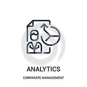 analytics icon vector from corparate management collection. Thin line analytics outline icon vector illustration. Linear symbol photo