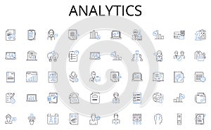 Analytics line icons collection. Genetics, Proteomics, Bioreactor, Microbiology, Cloning, Antibodies, Cellulose vector photo