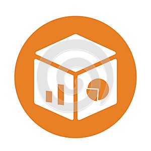 Analytics, olap, big data icon. Orange color vector Design