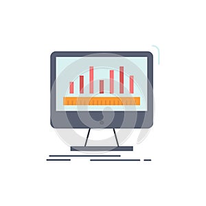 analytics, processing, dashboard, data, stats Flat Color Icon Vector