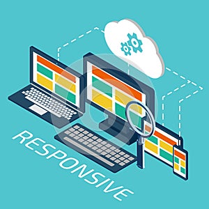 Analytics and programming vector. Web application optimization.