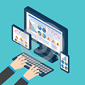 Analytics and programming vector. Web application optimization.