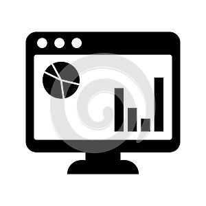 Analytics on screen glyph black icon