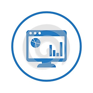 Analytics on screen glyph black icon