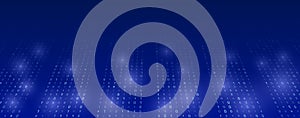 Analytics, sorting, structuring, information transfer. Blue background with data flow. Binary code, artificial intelligence.