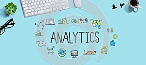 Analytics theme with a computer keyboard