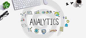 Analytics theme with a computer keyboard