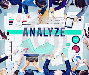 Analyze Analysis Strategy Business Marketing Concept photo