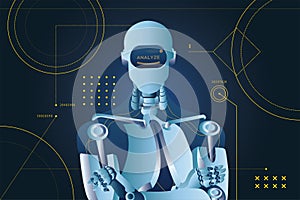 Analyze Robot Futuristic Background Style Vector Illustration