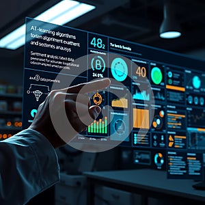Analyzing Ai Data on Futuristic Touchscreen Interface with Hand Pointing