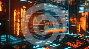 Analyzing big data coding on futuristic dashboard interface